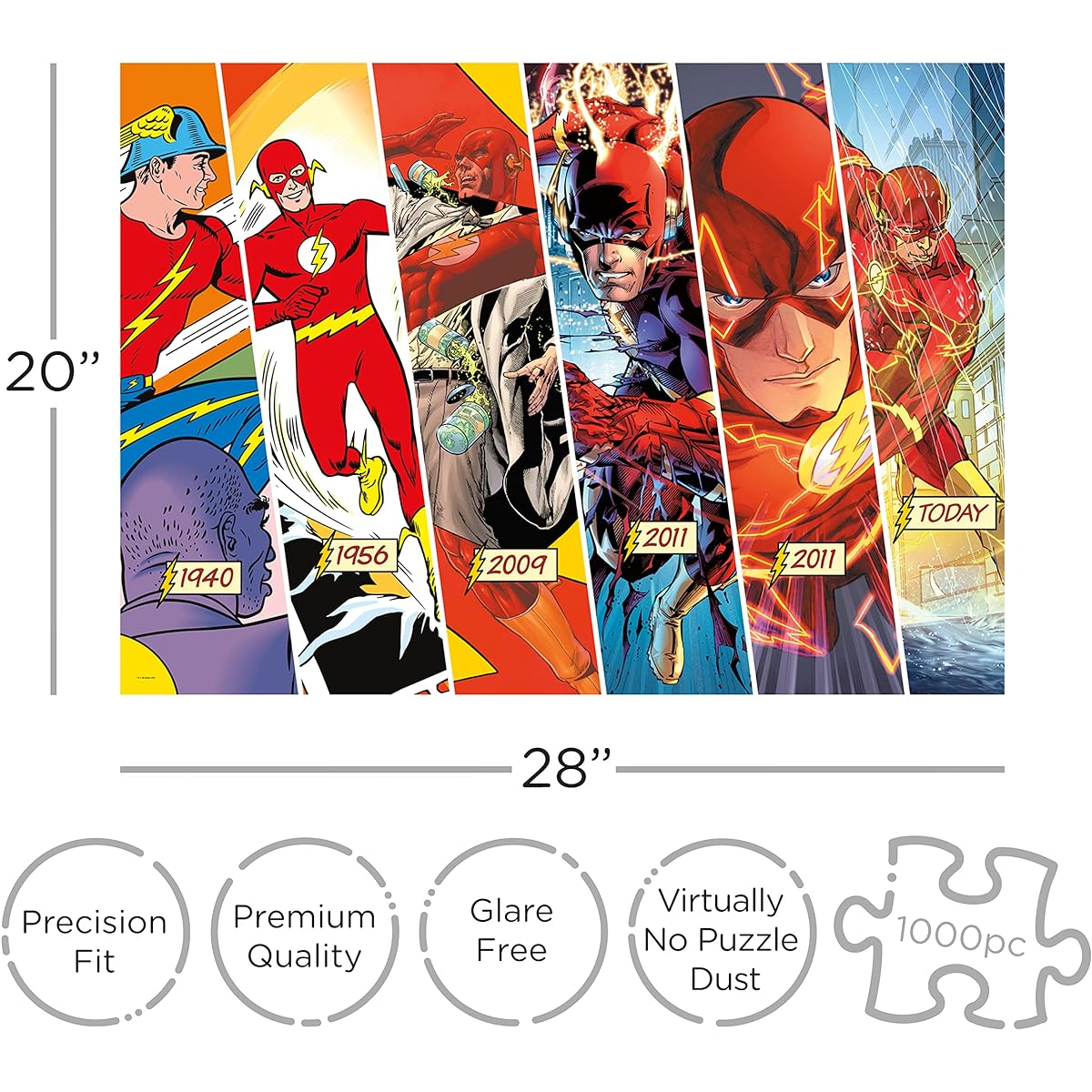AQUARIUS DC Comics Flash Timeline Puzzle (1000 Piece Jigsaw Puzzle) - Glare Free - Precision Fit - Virtually No Puzzle Dust - DC Comics Flash Collectibles - 50.8x71.8cm