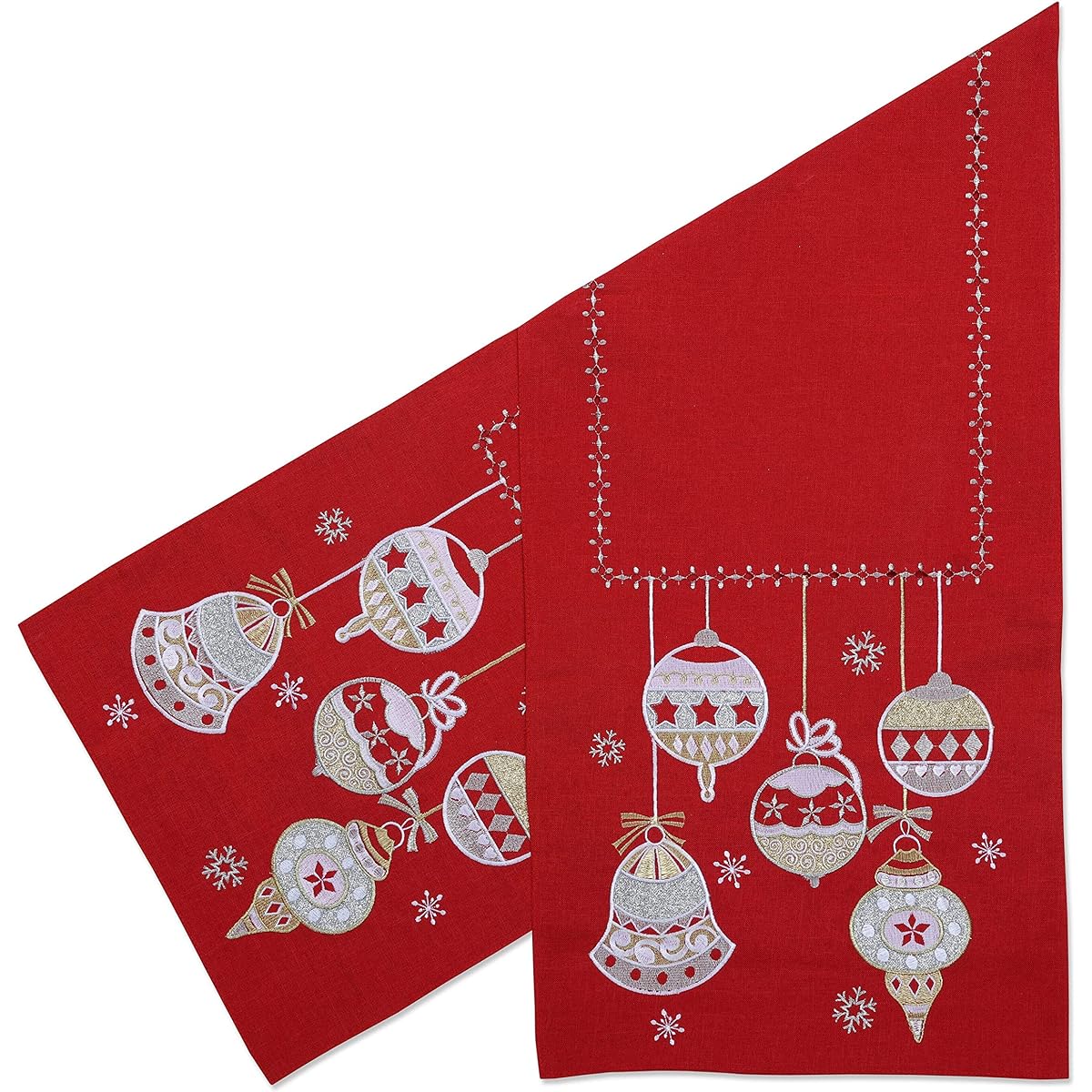 Pillow Perfect Sparkling Christmas Table Runner 72" x 16" Red