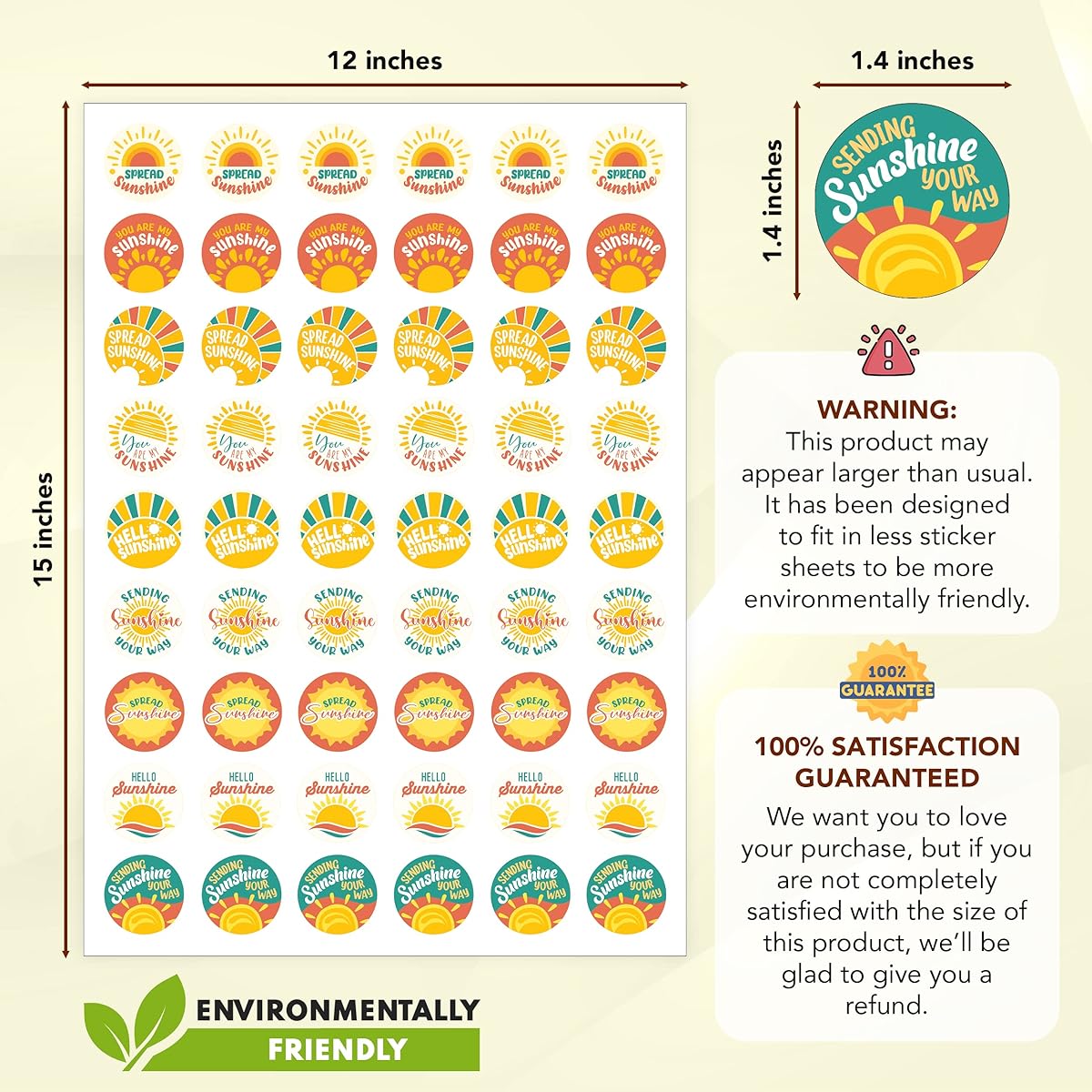 1080 Sunshine Stickers Bulk - 20 Sheets Small Sun Stickers for Kids, Happy Mail Stickers, Happy Stickers, Positive Stickers for Kids, Sending Sunshine Stickers, Stickers Small Business