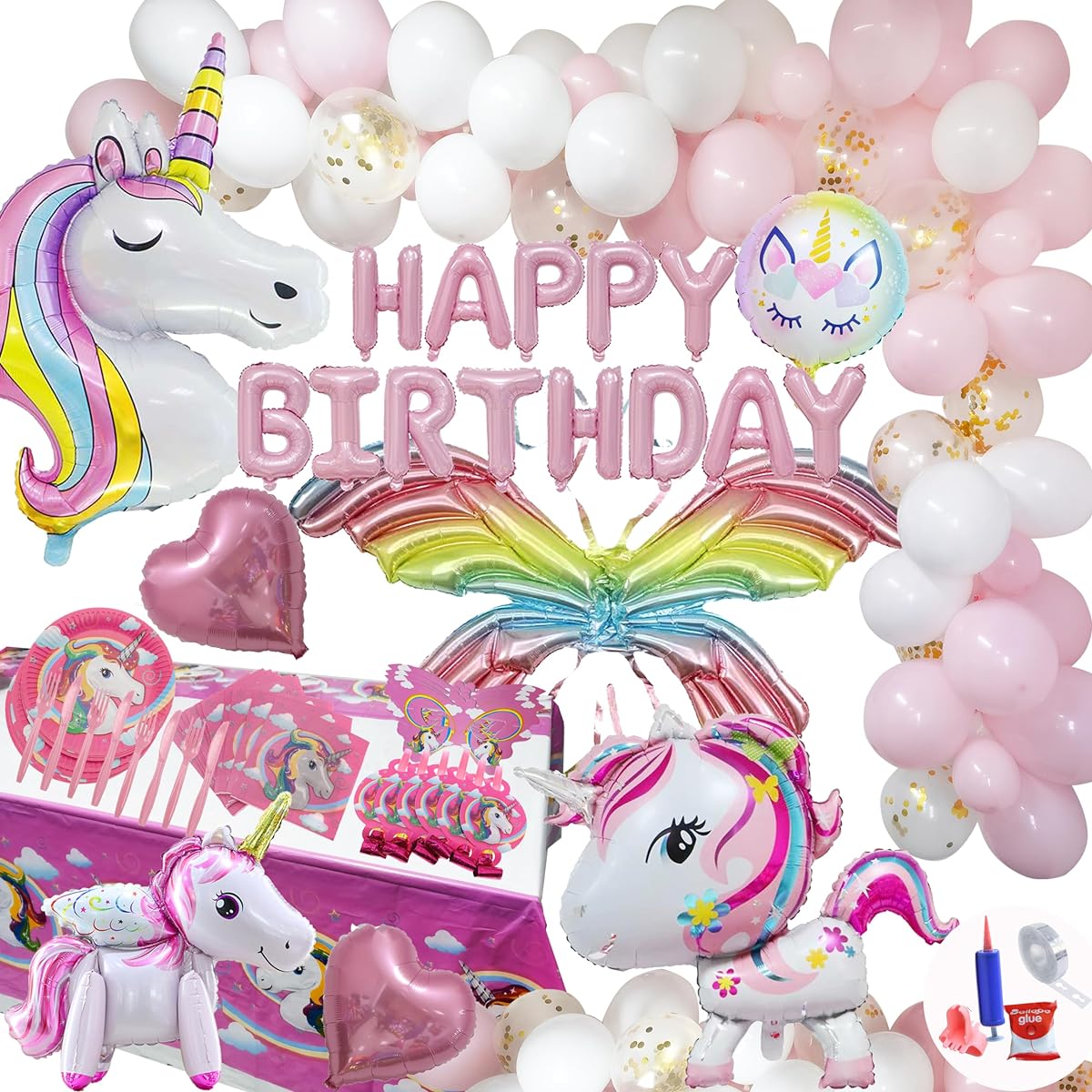 Unicorn Party Decorations Unicorn Birthday Party Supplies for Kids with Unicorn Foil Balloons