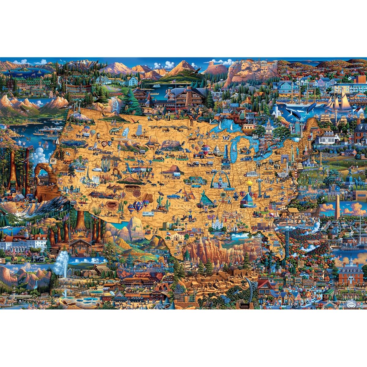 Buffalo Games - Dowdle - National Park Map - 2000 Piece Jigsaw Puzzle for Adults Challenging Puzzle Perfect for Game Night - Finished Size 38.50 x 26.50