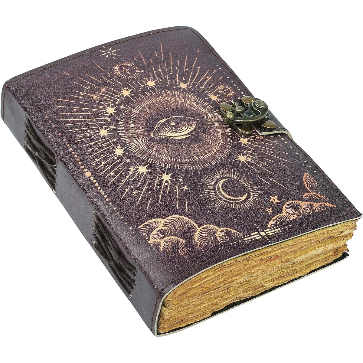 Galaxy with Eye Vintage Leather Journal for Men & Women, 200 Pages Antique Handmade Deckle Edge Vintage Paper, Leather Sketchbook, Drawing Journal, Printed Leather Journal, Great Gift