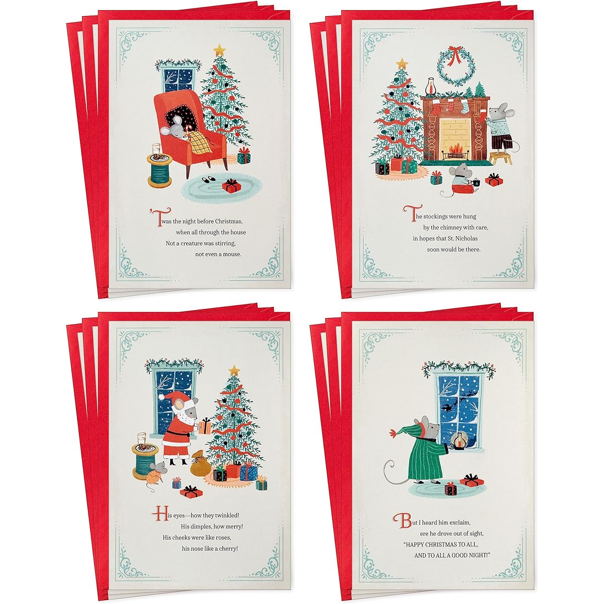 Hallmark 'Twas the Night Before Christmas Card Assortment (Includes 12 Cards and Envelopes)