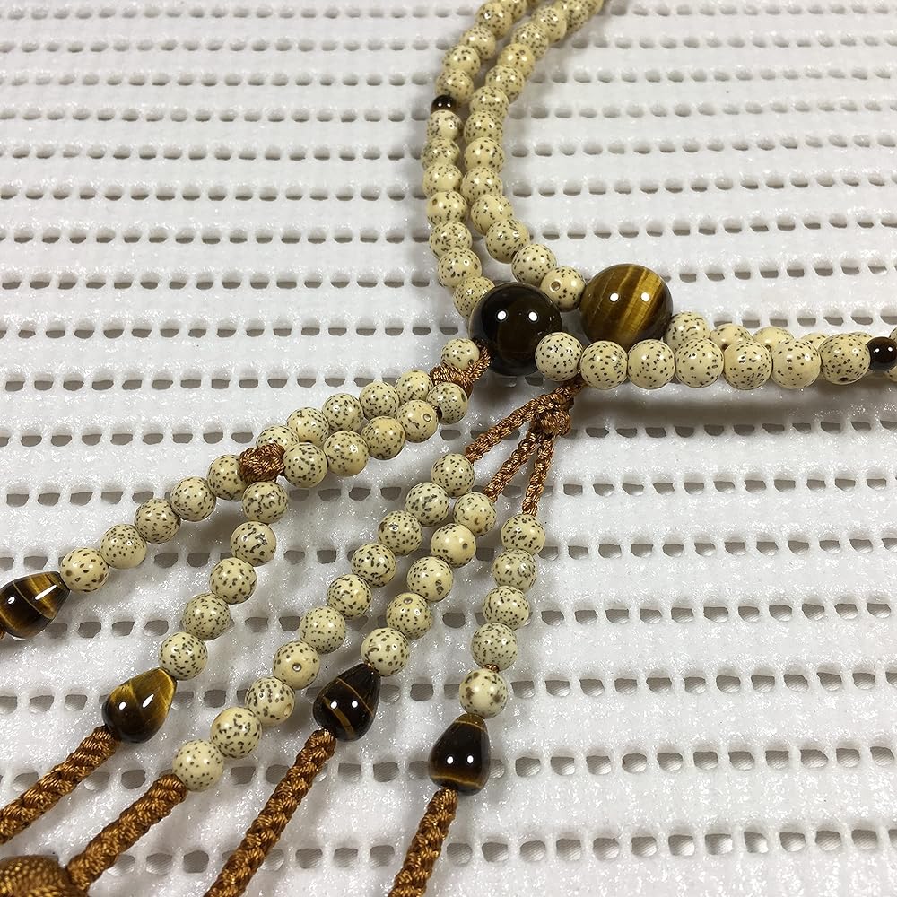 Umetake Baichiku (free repair within 1 year) Genuine mala beads Soka Gakkai mala beads for men 1 shaku Hoshizuki Bodhi + Tiger Eye Stone Brown Odamaki Brahma Bead bag included!