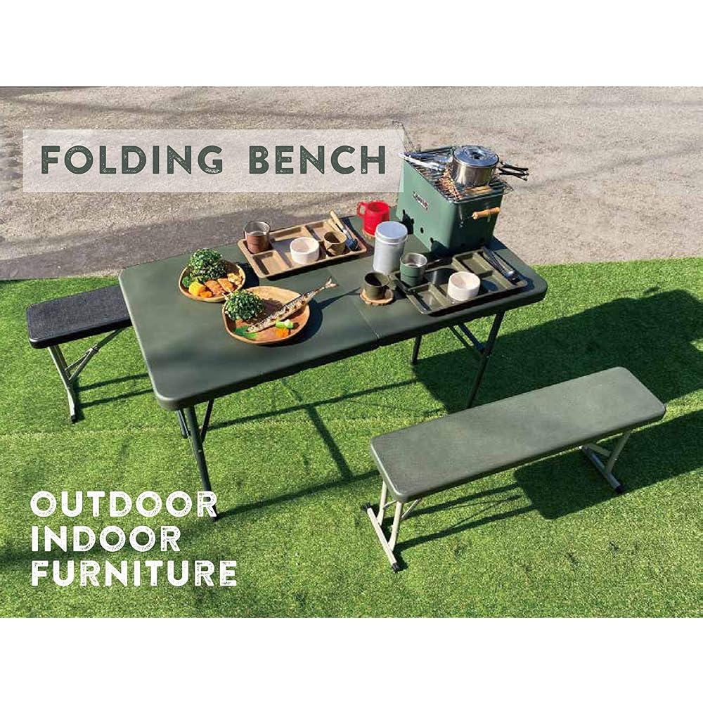 SLOWER Folding Table Desk Camping Outdoor Indoor Portable Lightweight All Weather Type Olive (122 x 60cm x Height 74cm For 2-4 People) FOLDING TABLE Foster SLW212 Desk Table