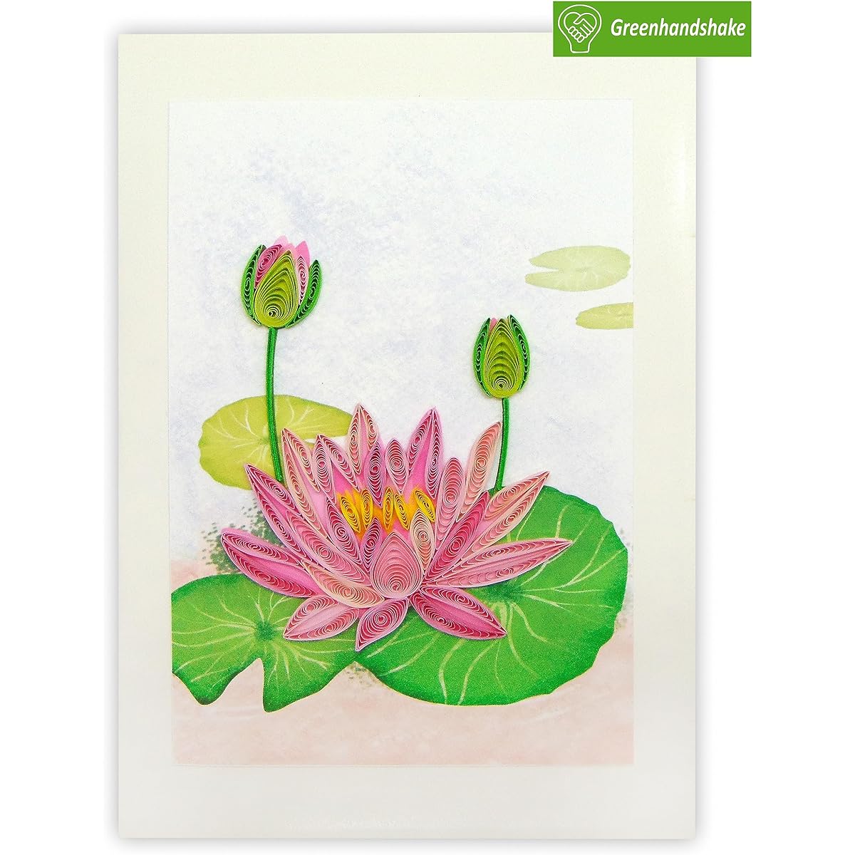 Water Lily Quillipop 3D Pop-up Quilling Cards, Unique Handmade Greeting Cards for Birthday, Valentine's Day, Mother's Day, Spring, Father's Day, Graduation, Wedding, Anniversary, Thank You, Get Well Soon, Any Occasion | 7" x 5"