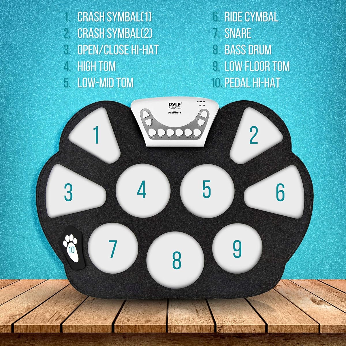 Pyle Electronic Roll-Up MIDI Drum Kit - Tabletop Roll-Up Drum Kit w/ 9 Electric Drum Pads, Foot Pedals, Drum Sticks, and Power Supply - Cheap, Discount Prices w/ Drum Electric Kit & Songs - Pyle PTEDRL11
