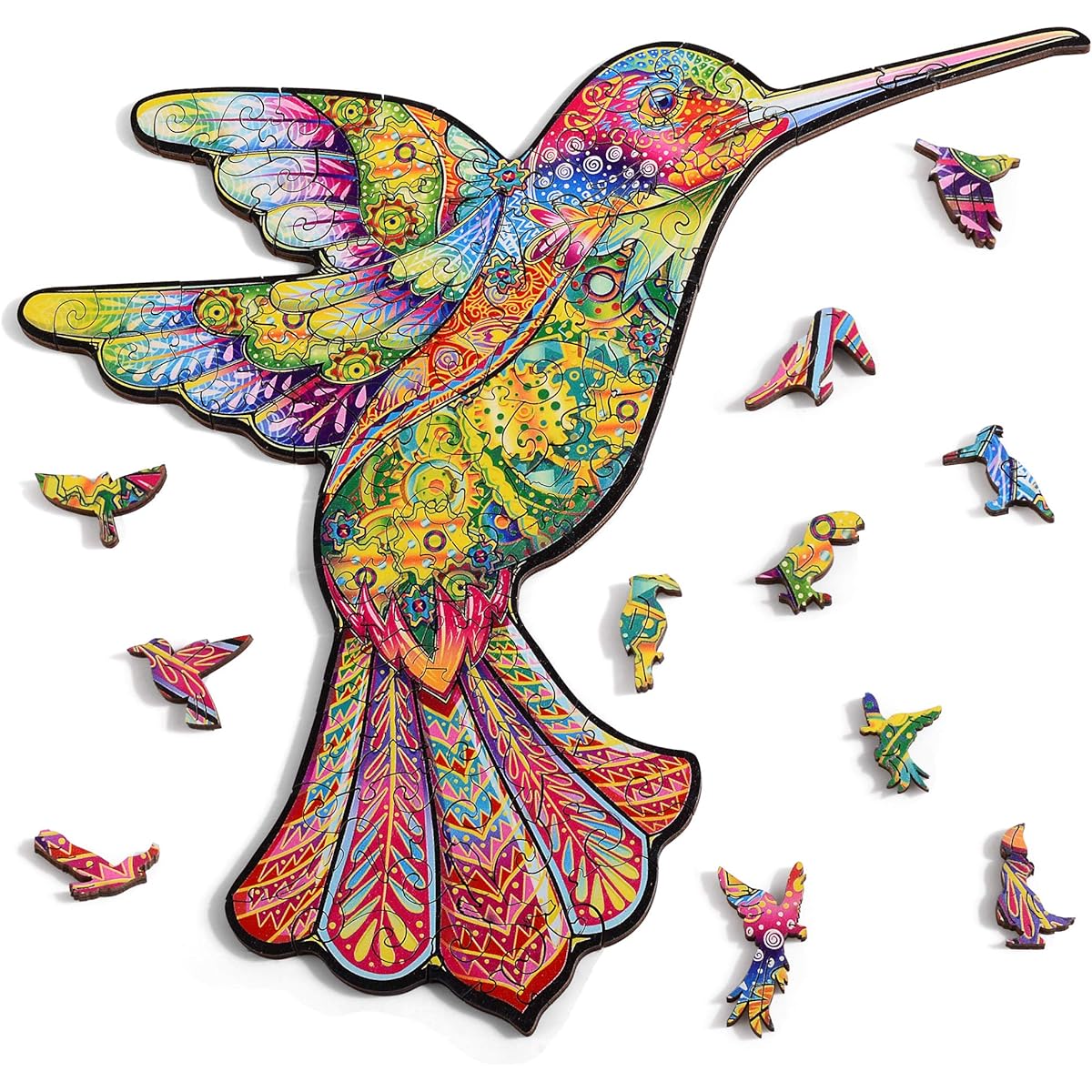 Hummingbird Wooden Puzzle for Adults 108 Piece Animal Unique Shape Wooden Jigsaw Puzzle for Adults 7.55 x 1.78 Inch Great Gift for Adults