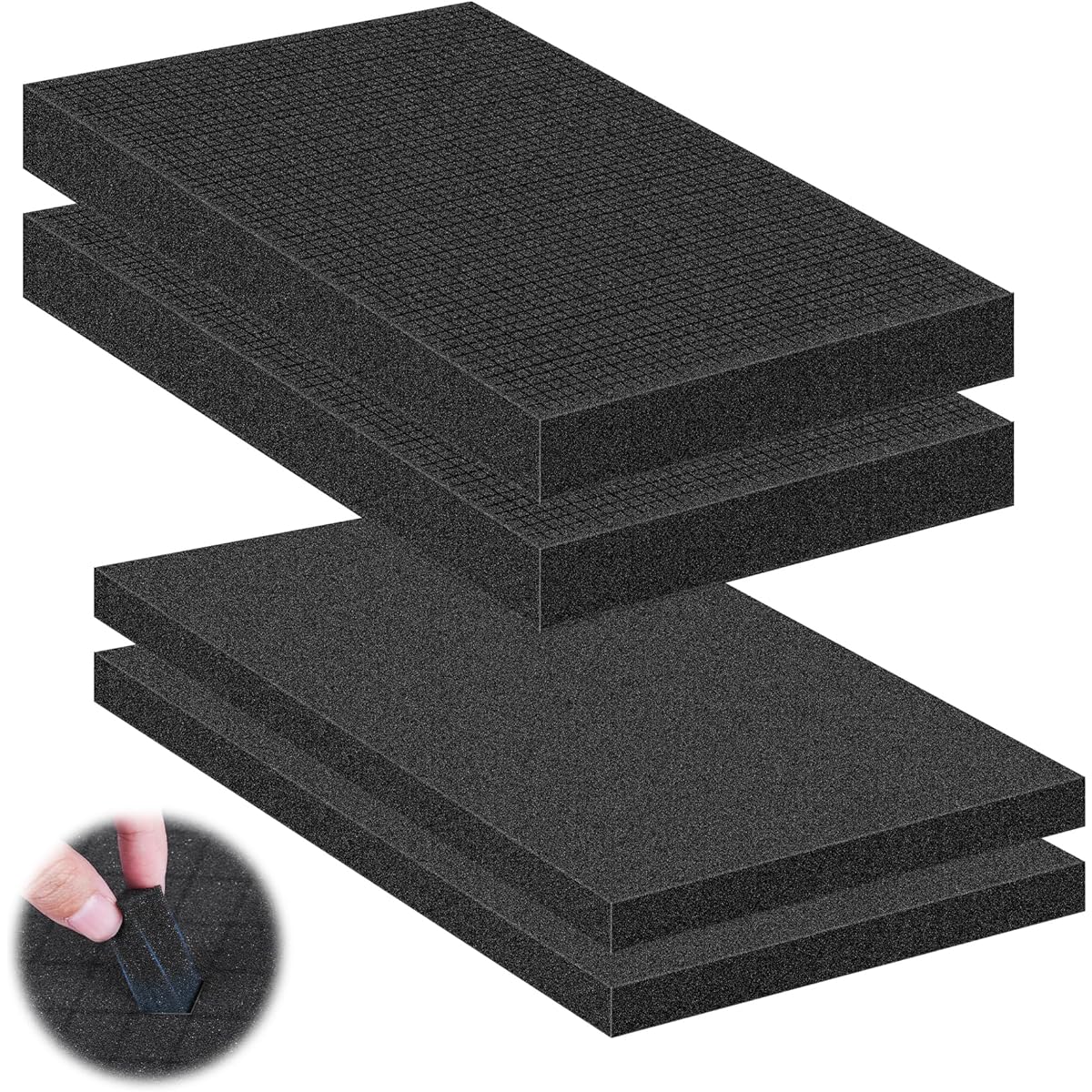 4 Pieces Pick and Pull Foam Sheets 2 Sizes Polyurethane Pick Apart Foam Insert Pad with Bottom Camera Connecting Case Tool Game Box Storage Drawer (2P 16" x 12" x 0.4" 2P 16" x 12" x 2")
