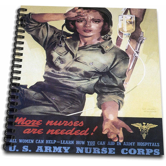 (8x8 drawing book) - BLN Vintage World War I and World War II Posters - Vintage More Nurses Are Needed US Army Nurse Corps Recruiting Poster - Drawing Book