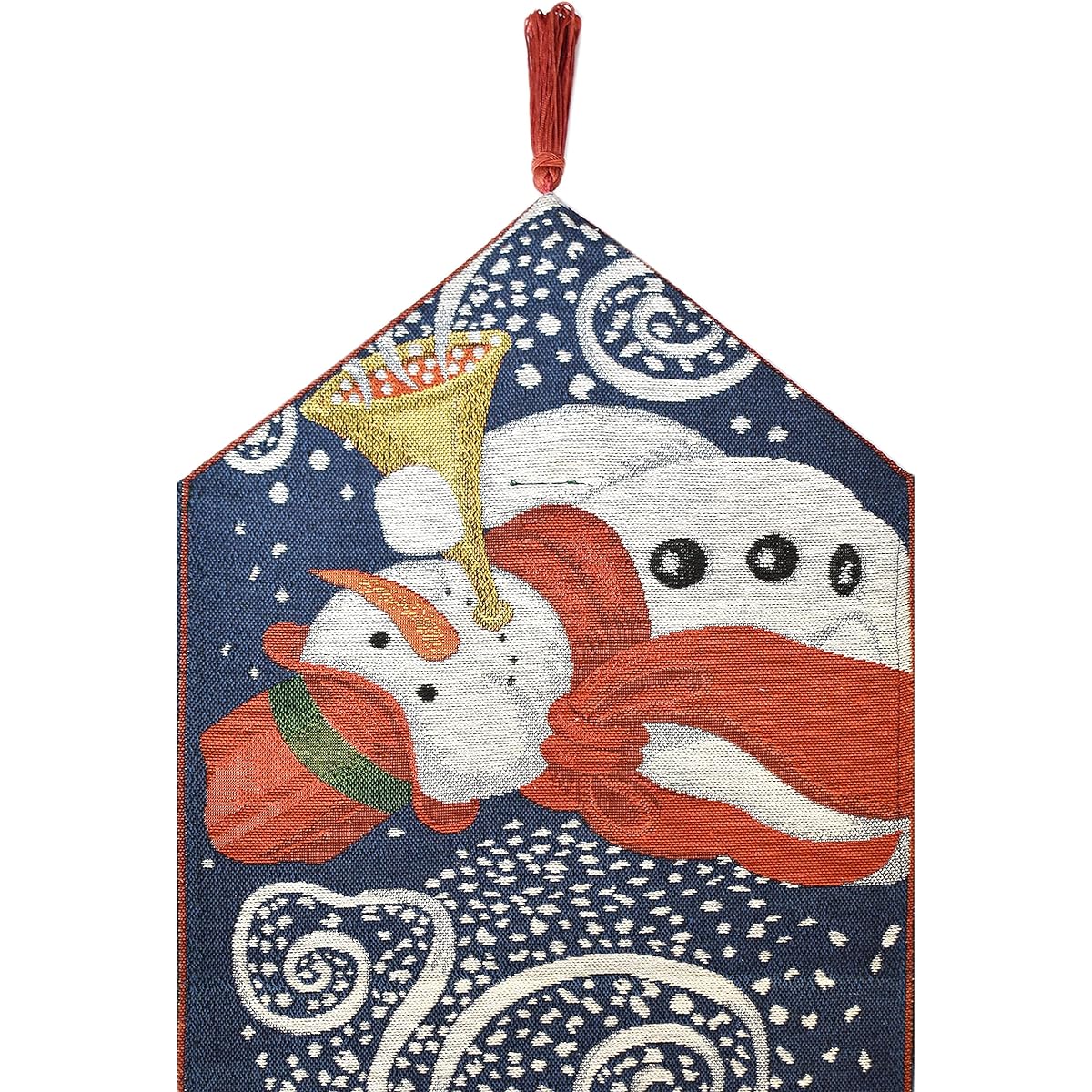 Fabstyles Christmas Table Runner Traditional Tapestry Design for Seasonal Family Dinners and Holiday Gatherings Decorations for Christmas Parties and Everyday Use (Snowman & Antlers (Navy/White) 13x72)