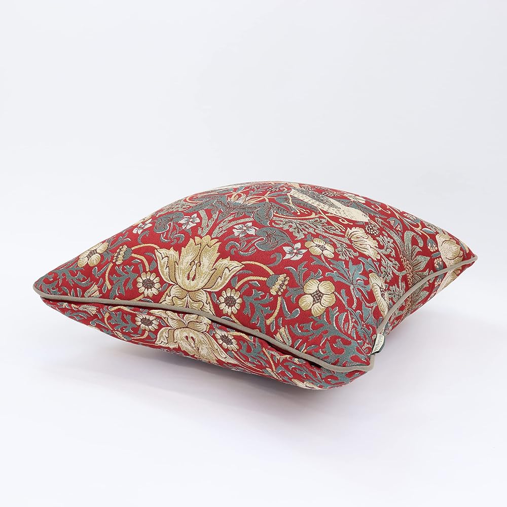 Kawashima Textile Cercon Morris Design Studio Back Cushion Cover Strawberry Thief Red 45×45cm LL1710