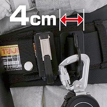 Tajima New Standard Safety Belt Lanyard for torso belt that can be easily removed when not in use KR150FA Single lanyard Ultra-compact and lightweight reel with constant winding Lightweight steel hook L4 Can be switched to auto stop Adjustable stopper th