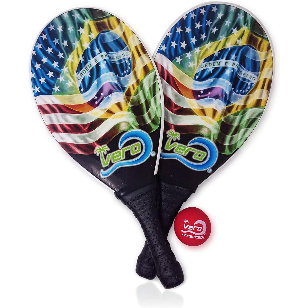 Vero Frescobol Fiberglass Beach Paddle Set Brazil USA Model Official Ball Bag