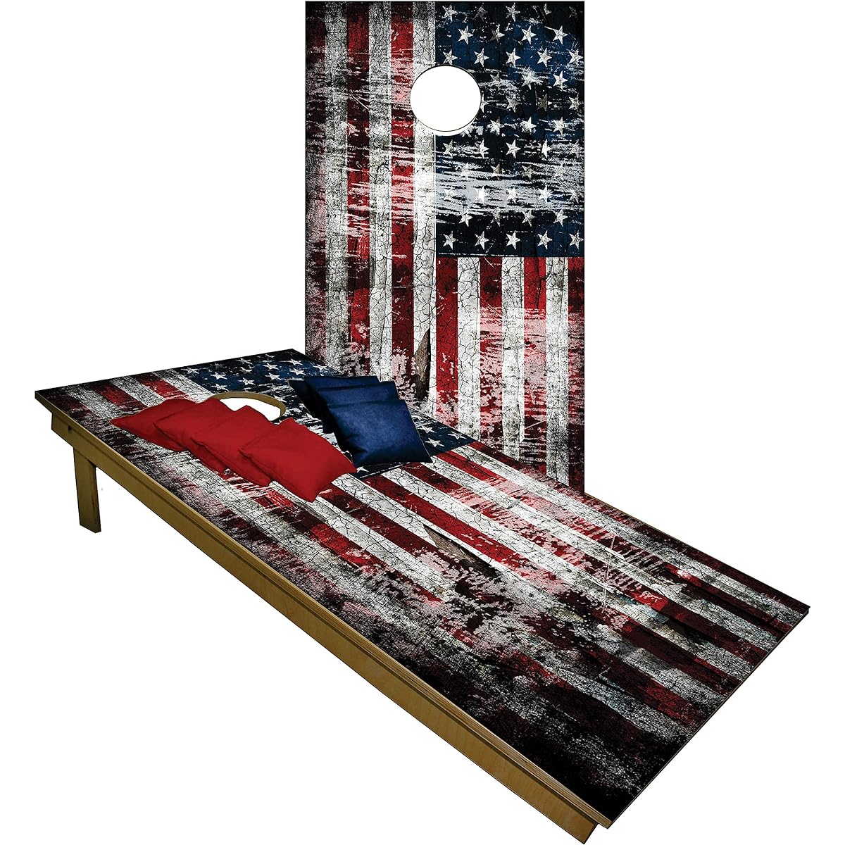 Cornhole Beanbag Toss Game W Bag Game Board American Polish Flag Set 812