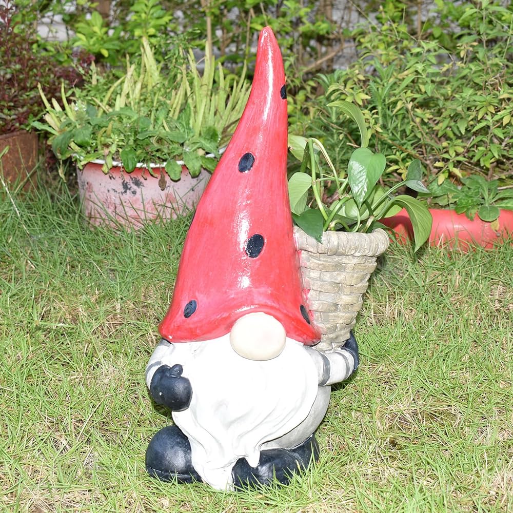 SPICE OF LIFE Object Garden Gnome Basket and Gnome Red Hat Height 45cm Outdoor Suitable CNGT5440