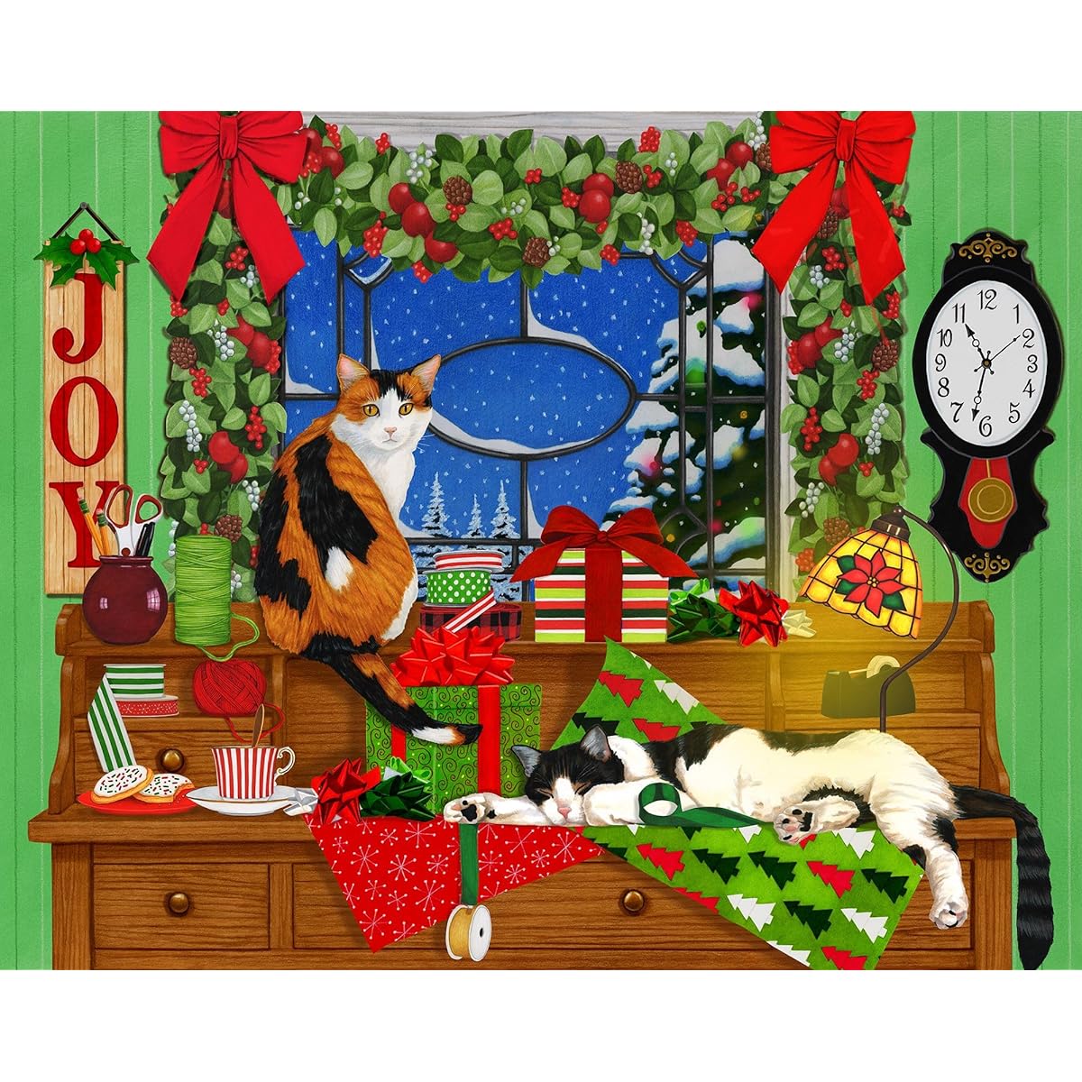 Springbok Christmas Cats 500 Piece Jigsaw Puzzle for Adults Made in the USA Unique Cut Pieces