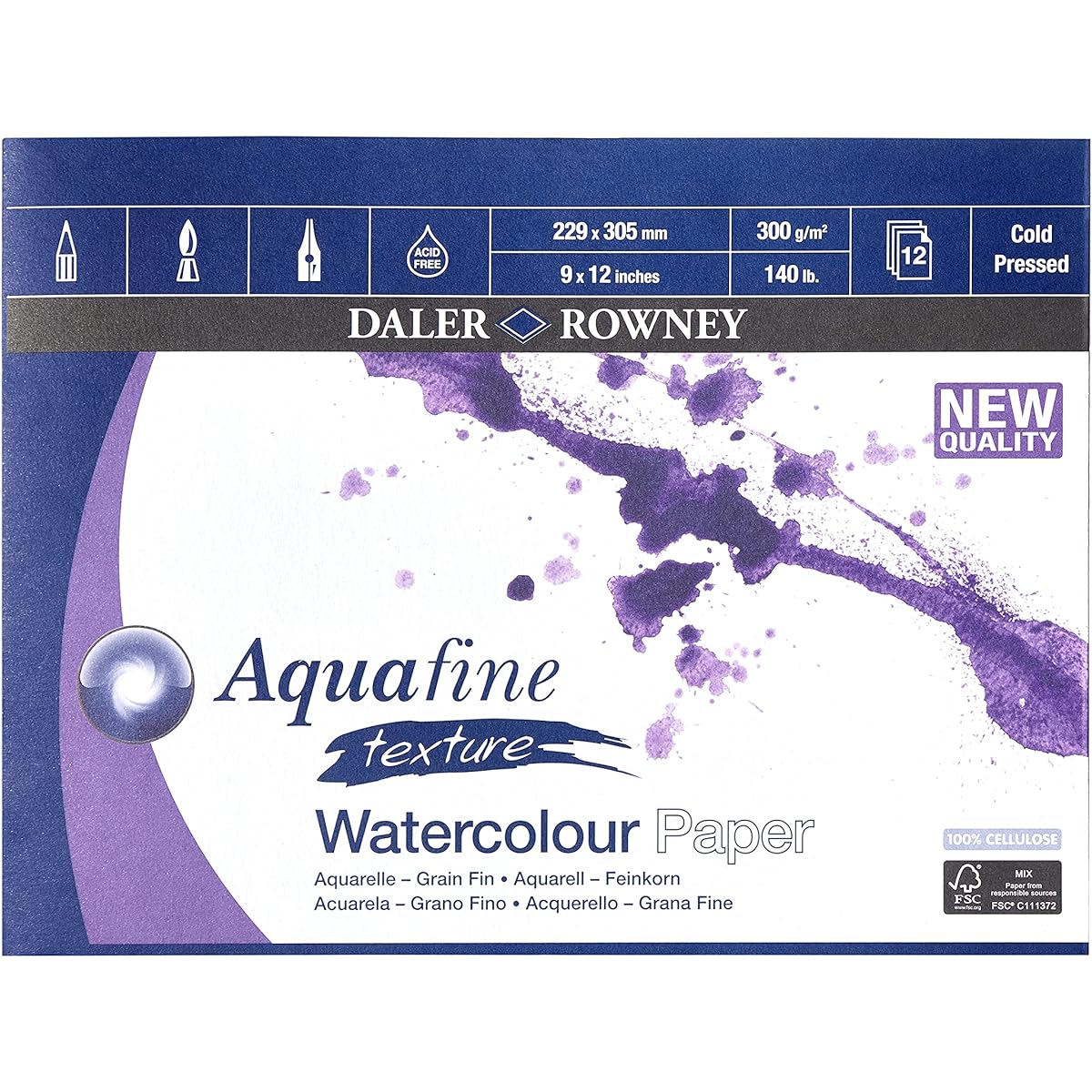 Daler Rowney Aquafine Packing Tape Pads 300 Gram, 305x228mm (12x9"), 12 Sheets