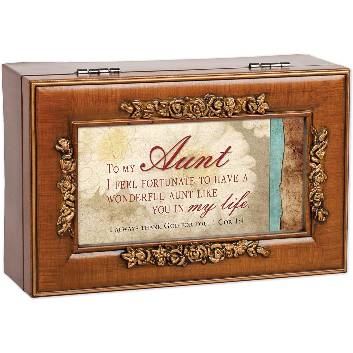 Aunt Rich Walnut Finish Petite Jewellery Music Box - Plays Amazing Grace