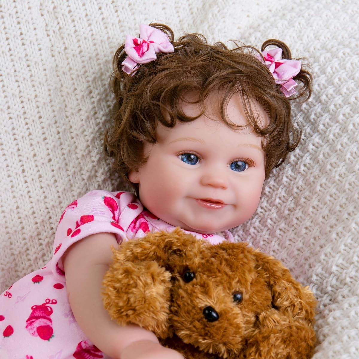 EKOKIZ Lifelike Reborn Doll Girl 20 Inch Reborn Doll with Hair Baby Doll Looks Like a Real Girl Cloth Body Baby Doll Ages 3+ Lovely & Pretty Girls