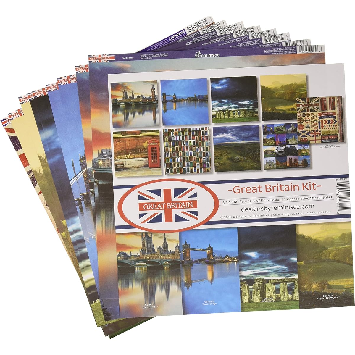 Reminisce GB-200 British Scrapbook Collection Kit Multicolor Palette