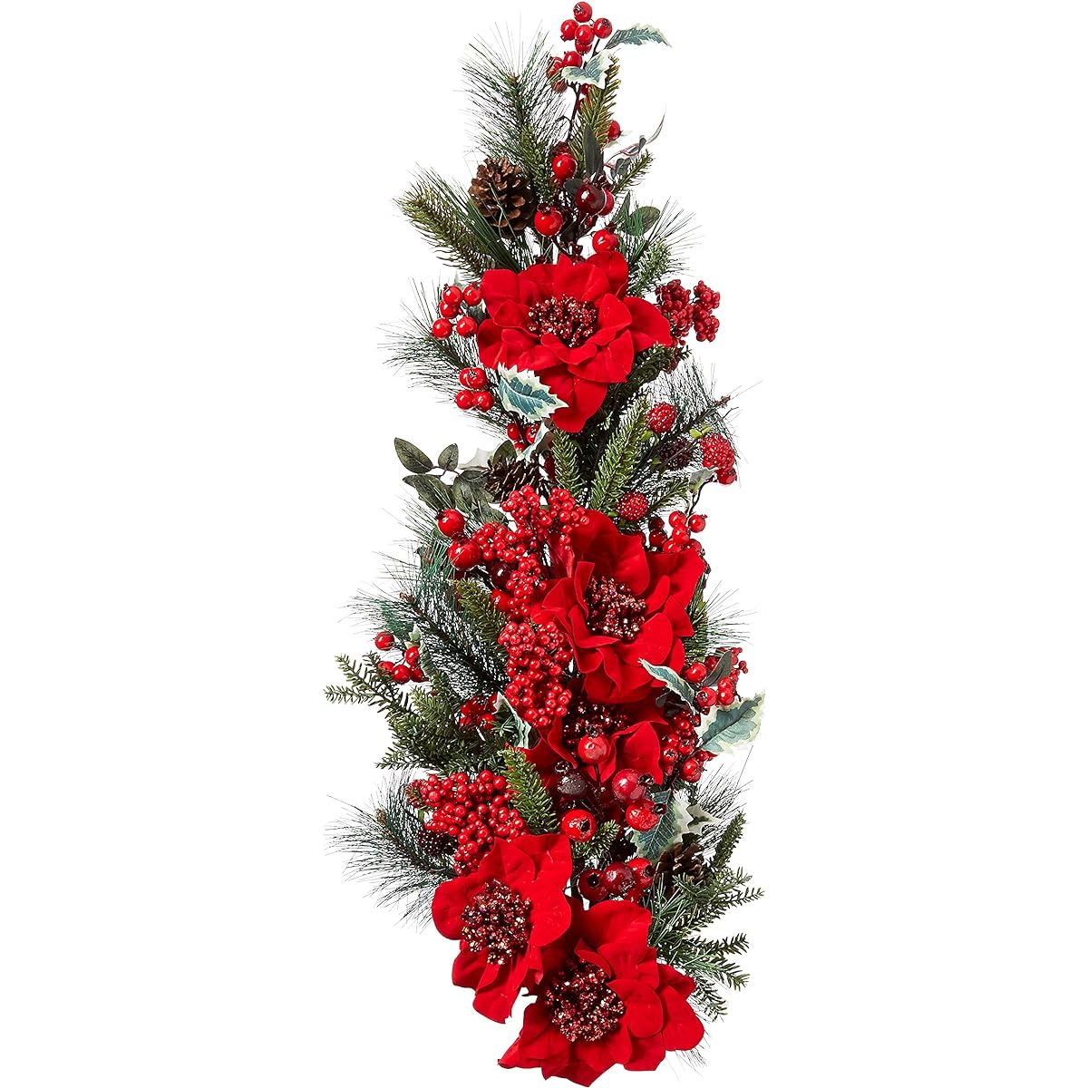 Nearly Natural 4656 Poinsettia Teardrop Wreath Red/Green