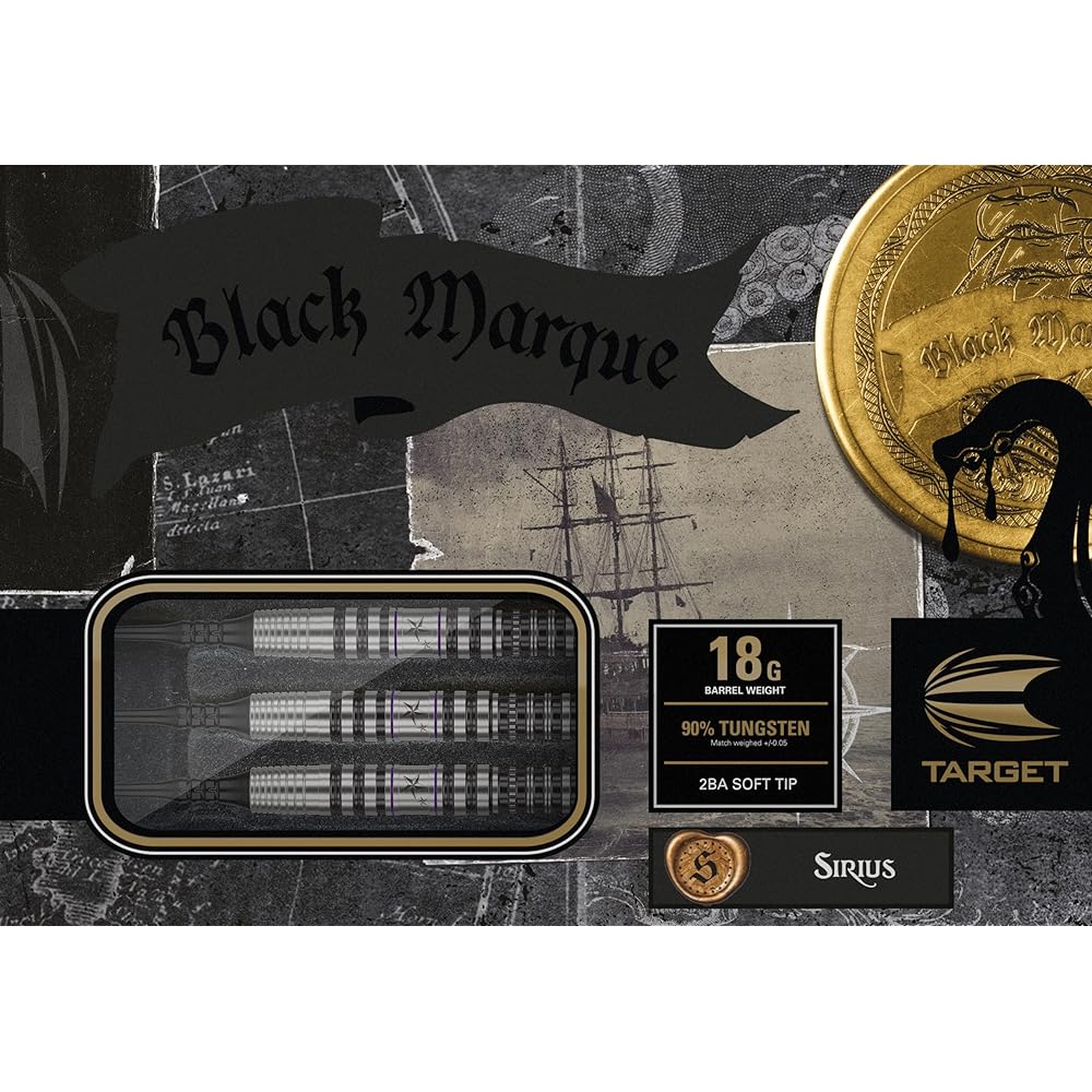 TARGET BLACK MARQUE SIRIUS 2.0 90% 18G 2BA SOFT TIP DARTS (Black Mark Sirius 2.0)