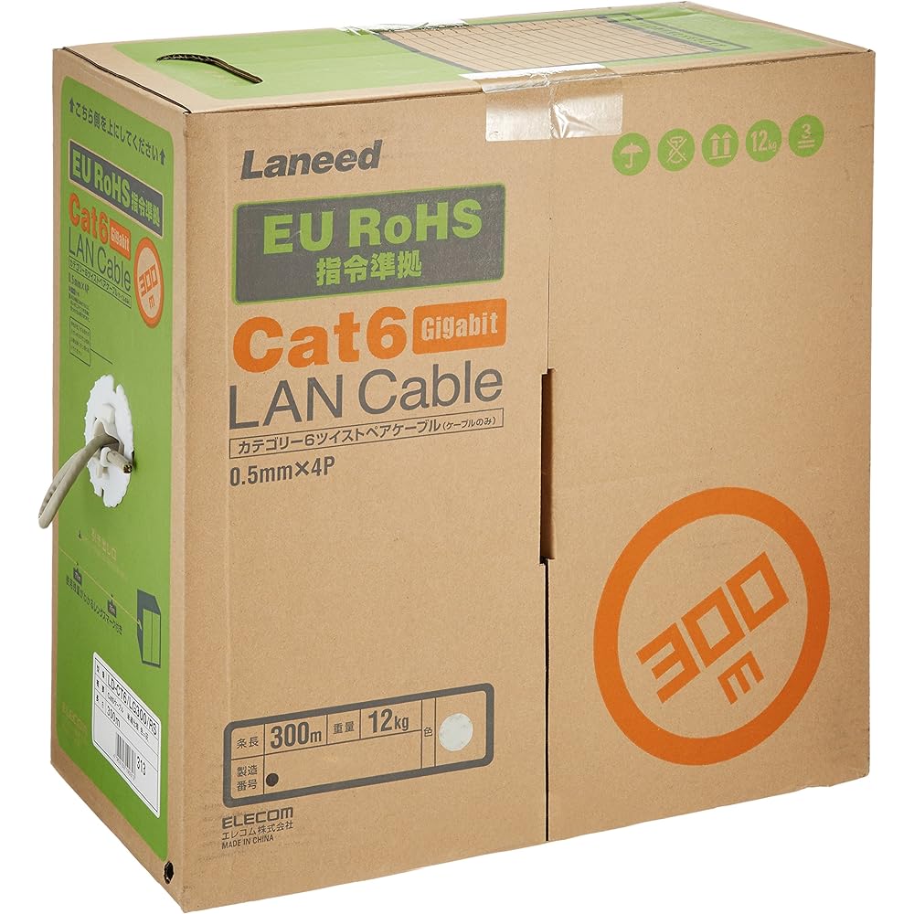 ELECOM LAN Cable 100m Homemade RoHS Compliant CAT6 Blue LD-CT6/BU100/RS