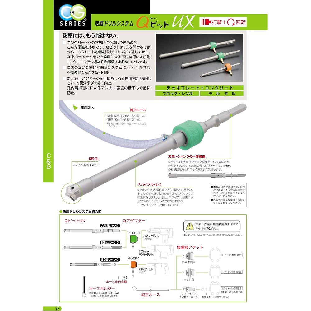 Unica dust extraction drill system Q bit UX SDS shank QSXA 18.0×280