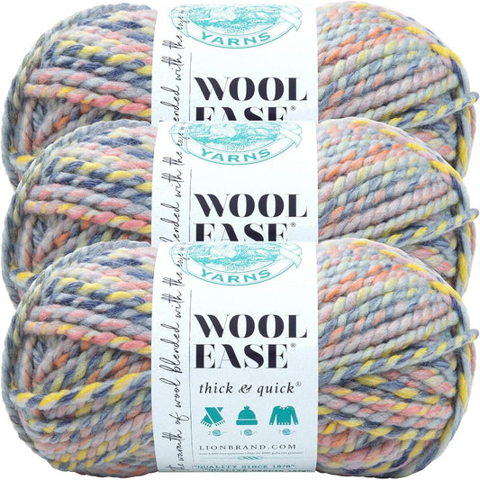 (3 Pack) Lion Brand Yarn 640-547 Wool-Ease Heavyweight & Quick Yarn Dream Catcher