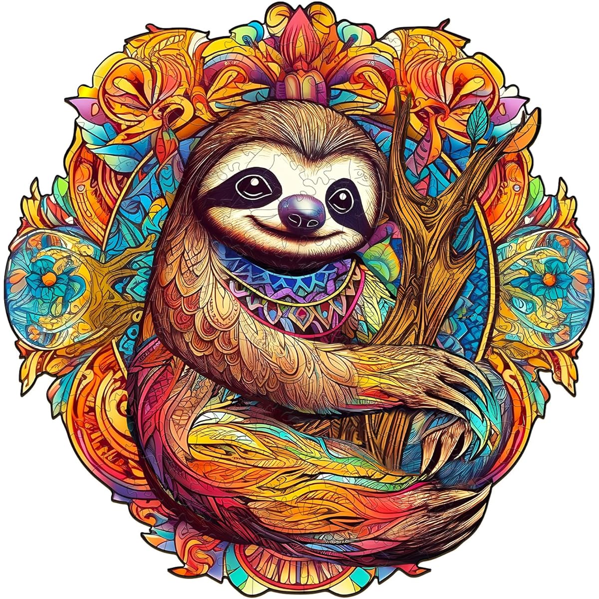 KAAYEE Wooden Puzzles for Adults, Wooden Jigsaw Puzzle Sloth Eco-Friendly Unique Animal Shape Sloth Puzzle Gift with Wooden Stand for Adults and Kids, Medium Size 200 Pieces 30x29.8cm(11.8x11.7inch)