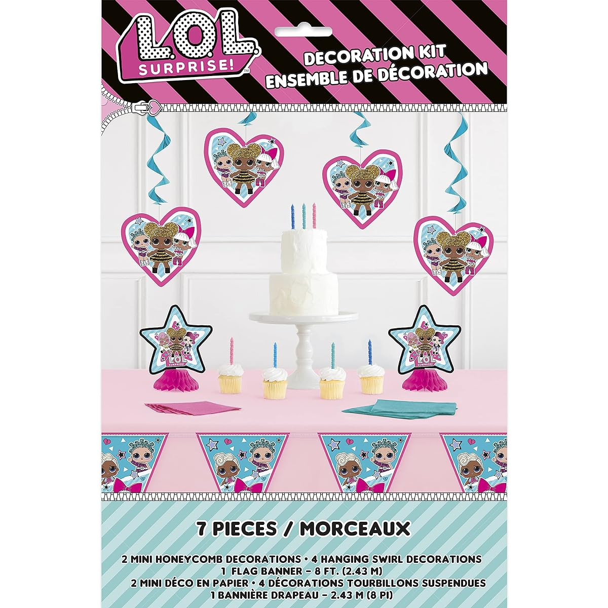 Unique Party 23787 LOL Surprise Party Decoration Kit, 7 Sets, Multicolor