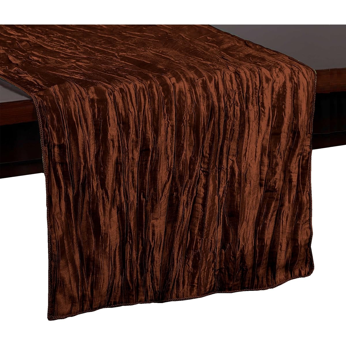 Ultimate Textile Crinkle Taffeta - Delano 14 x 72 Inch Table Runner 1 Pack Brown DELA-14X72-120