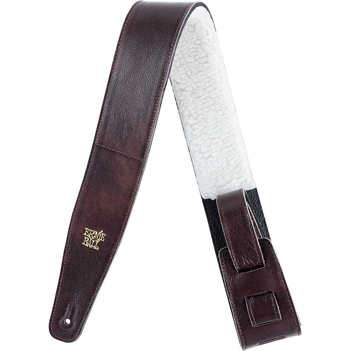 [Genuine] ERNIE BALL 4137 Guitar Strap ITALIAN LEATHER STRAP WITH FUR PAD Italian leather strap with fur pad, black