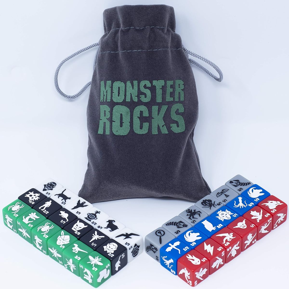 Monster Rocks: 36 Token dice 6X of Each Colour. Great for Magic The Gathering.