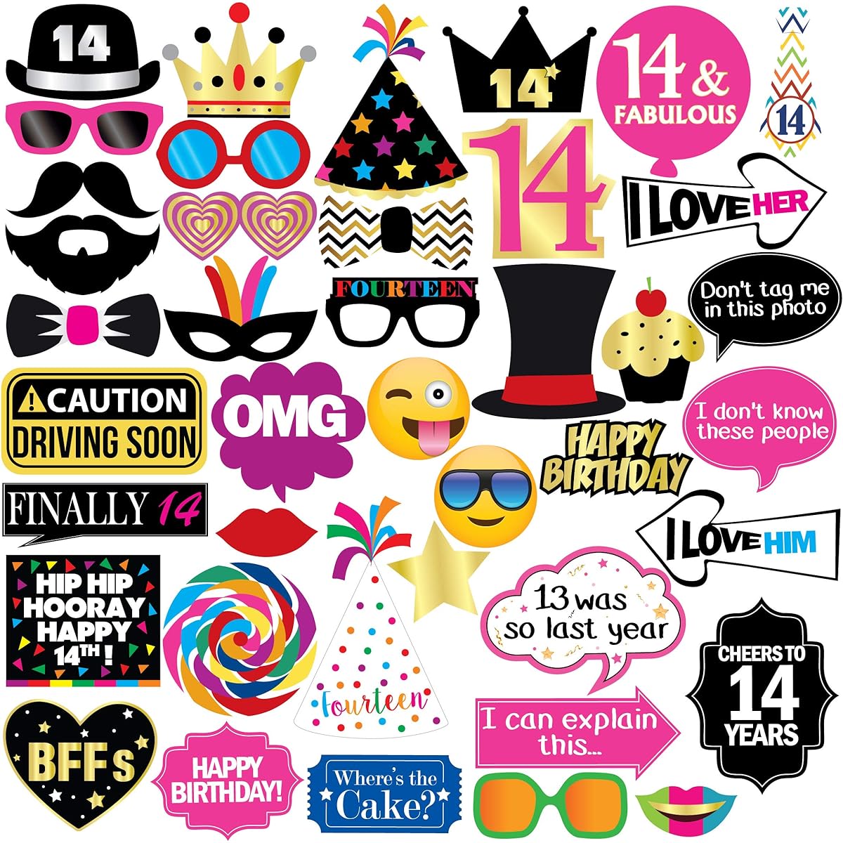 14th Birthday Photo Props