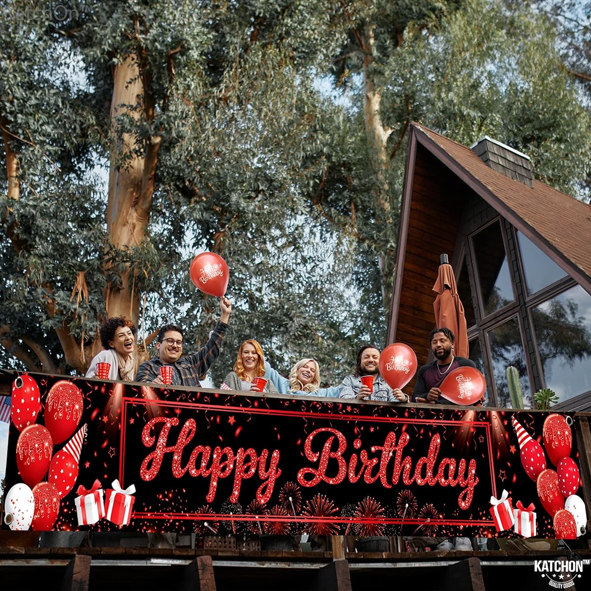 Happy Birthday Yard Banner with Crown