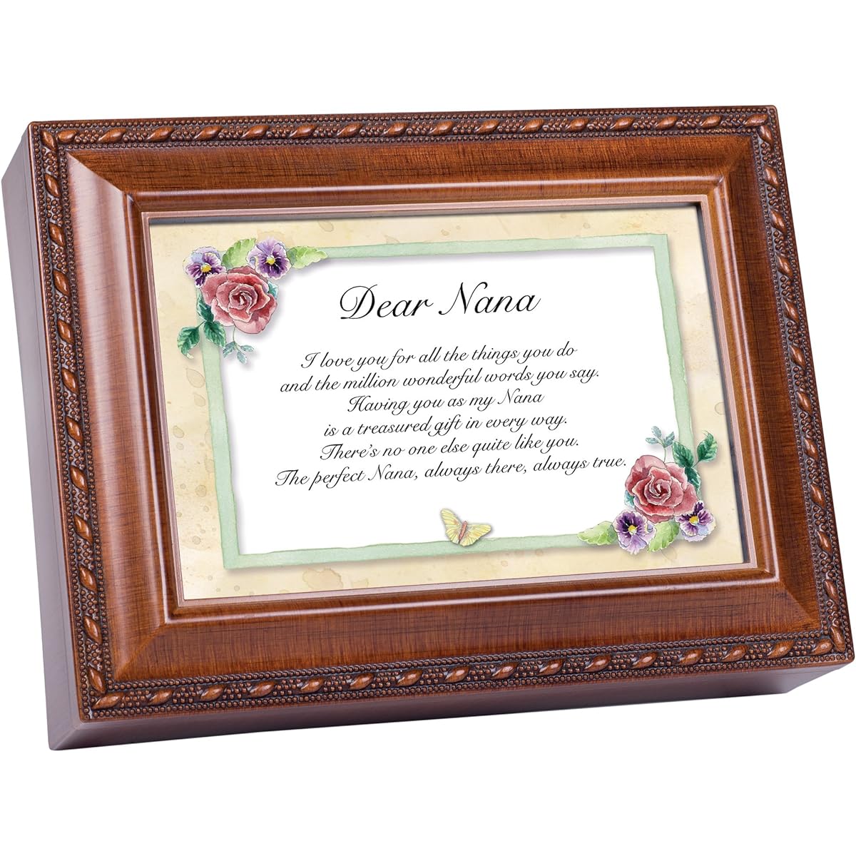 Dear Nana Cottage Garden Woodgrain Traditional Music Box Plays You Light Up My Life
