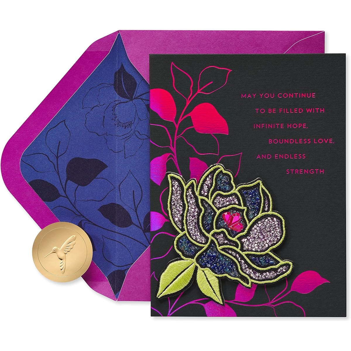 Papyrus Birthday Card with Removable Sticker Patch (Hope, Love and Strength)
