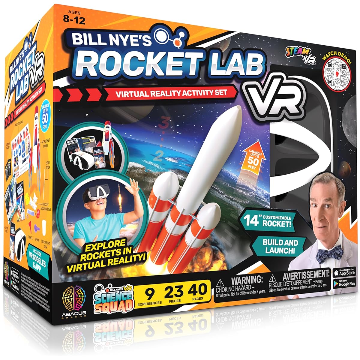 Abacus Brands Bill Nye's Rocket Lab VR Virtual Reality Kids Science Kit Book and Interactive Learning Activity Set