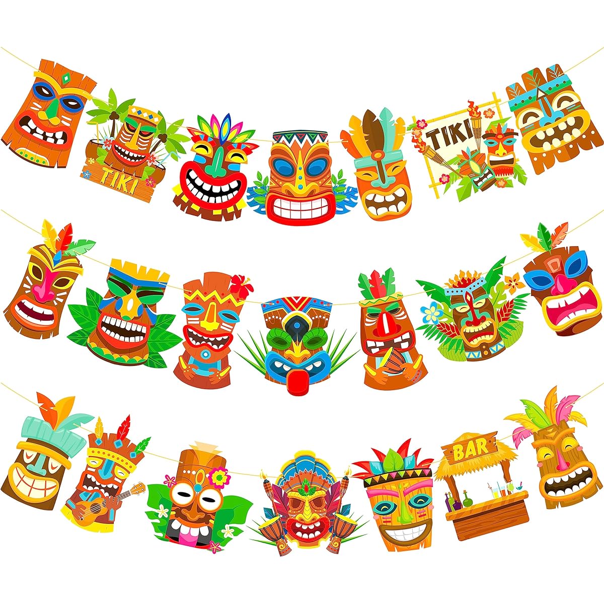 Hawaii Party Tiki Statue Banner Decoration