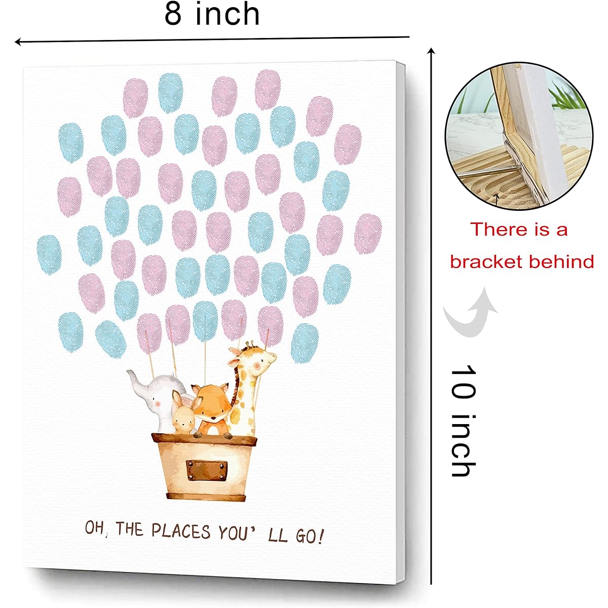 Gender Reveal Fingerprint Canvas Gender Reveal Party Animal Baby Shower Guest Book Party Ideas Hot Air Balloon Theme Canvas Decor Baby Shower Guest Book with Ink Pad