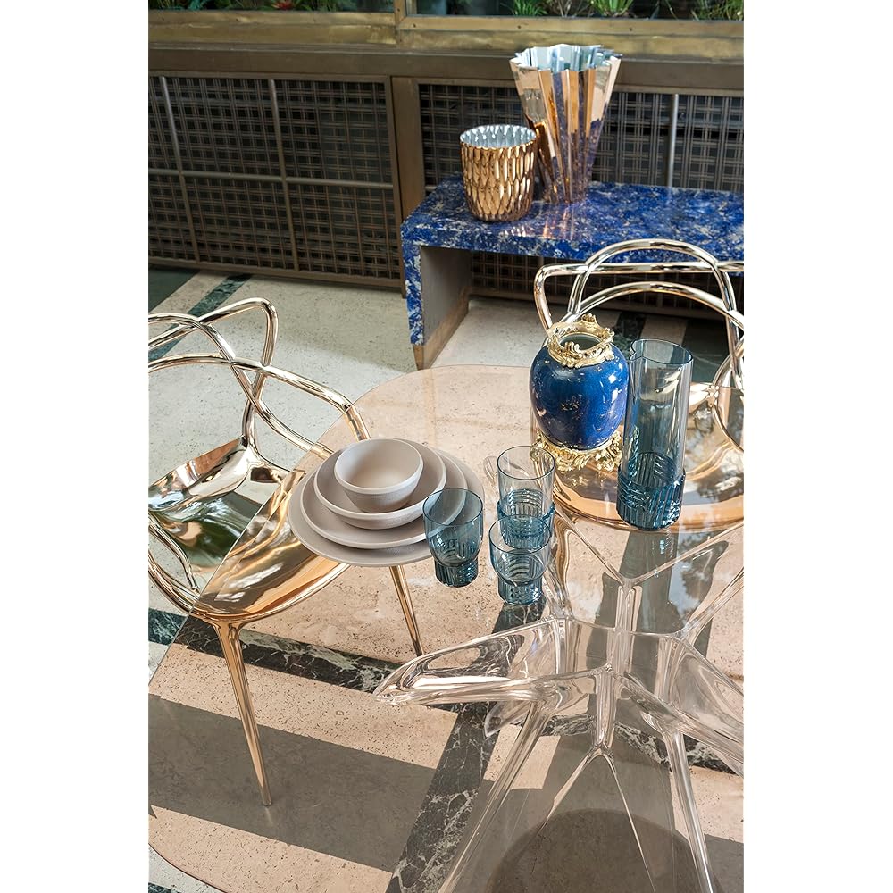 Kartell Wine Glass Smoke φ8.5/H11cm Trama Link Wine Glass Set SFAC-K1514-AZ-4S 4 Pieces Set of 4 [Genuine Domestic Distributor]