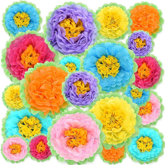 21 Pieces Paper Flowers DIY Spring Decoration for Office Classroom Fiesta Tissue Paper Flower Decoration Wall Carnival Hawaiian Theme Party Backdrop Baby Shower Decoration Centerpiece Wedding Birthday