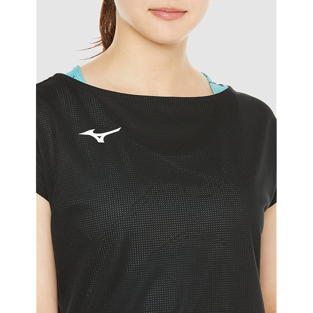 Mizuno 72MAA202 Women's Badminton Wear, Layered Game Shirt, Short Sleeve, Sweat Absorbent, Quick Drying