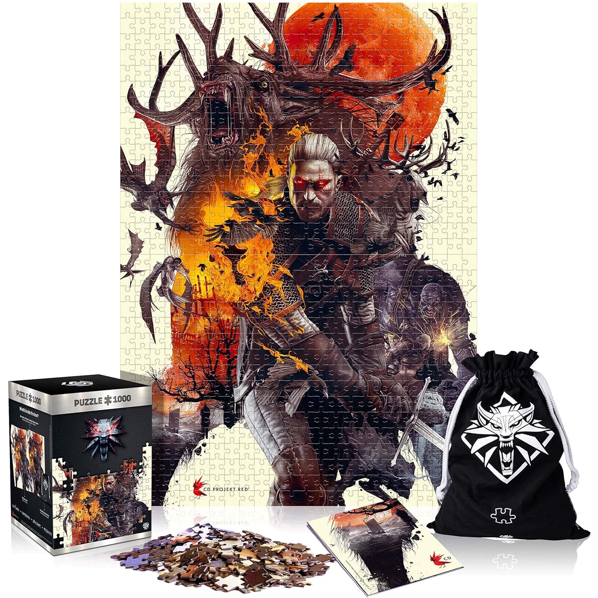The Witcher 3: Wild Hunt Monster | 1000 Piece Jigsaw Puzzle | Includes Poster and Bag | 68 x 48 | For Adults & Kids Ages 14+ | Great Christmas or Birthday Gift | Game Artwork