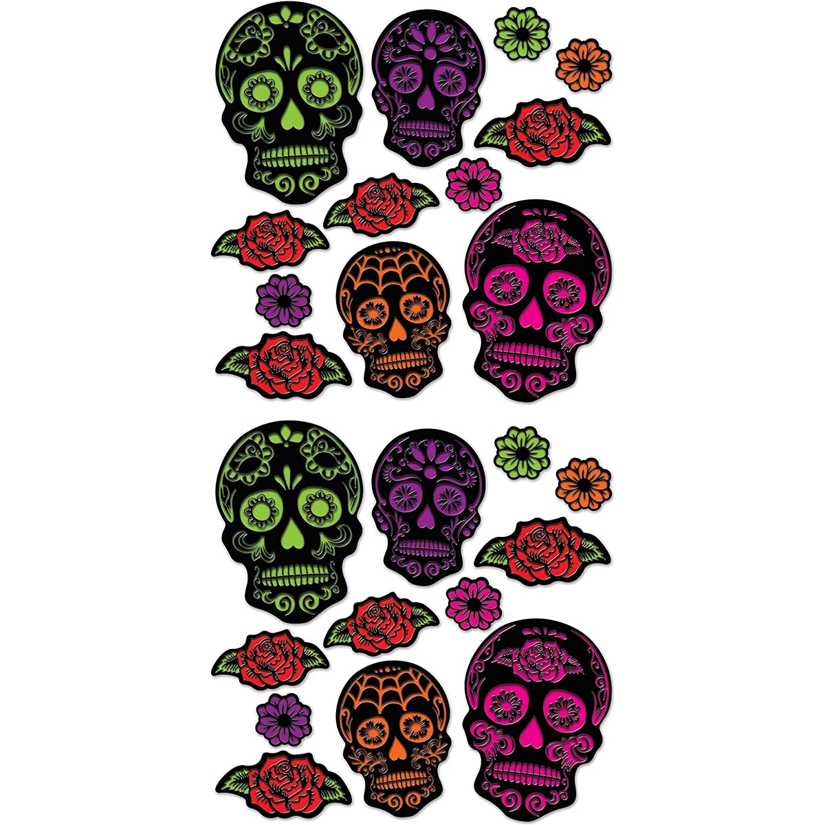 Beistle Day of the Dead Sugar Skull Cutouts 4" - 15" 24 Pieces