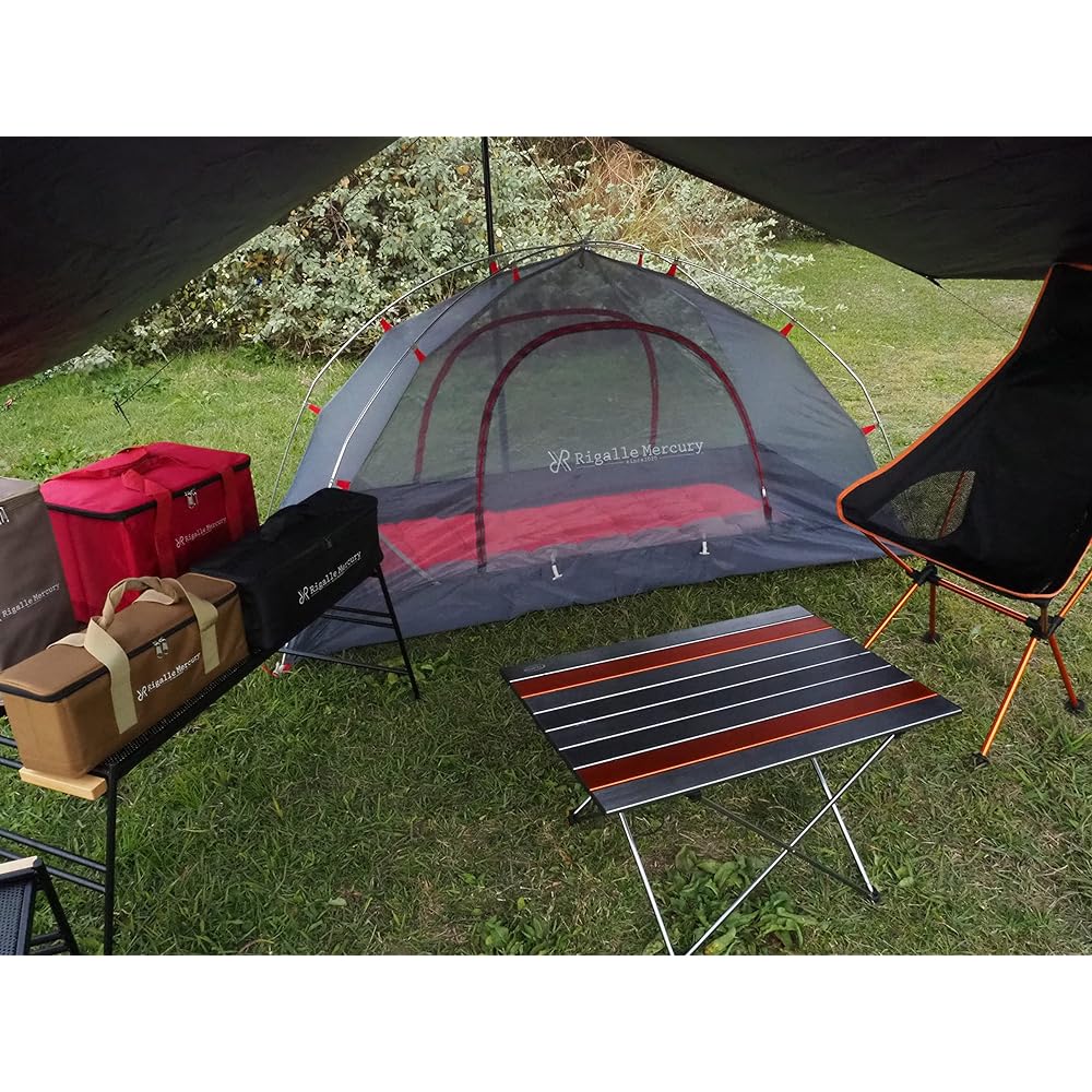 Rigalle Mercury Ultra lightweight at 1.7kg Compact size that fits in a backpack Single person tent Touring tent Solo tent Width 210cm x Depth 110cm x Height 105cm [Light Gray]
