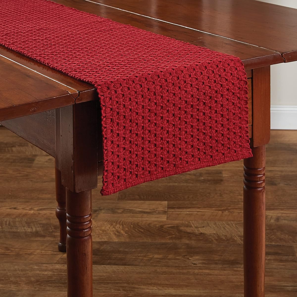 Park Designs Chadwick 54" x 13" Poly Loop Yarn Red Table Runner - Home Tablecloths