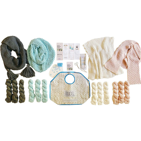 Knitting Super Starter Kit for Beginners Everything you need to make your first 4 projects | Patterns with video tutorials | Looped Luxury Chunky Royal Alpaca Yarn | Knitting Learning Kit